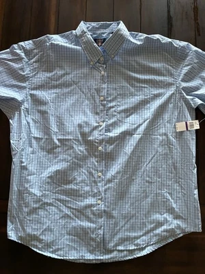 Arrow Shirt Mens XXL Blue Striped Short Sleeve Button Down Cotton Blend - Image 1 of 4