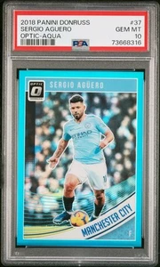 2018 PANINI DONRUSS #37 SERGIO AGUERO OPTIC - AQUA /149 - PSA 10 - POP 3 - Picture 1 of 4