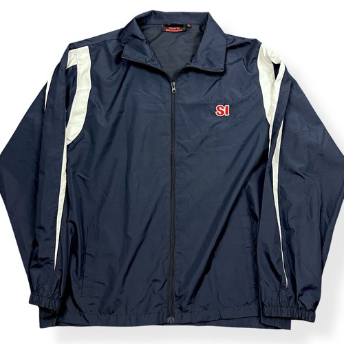 VETEMENTS Giacca a vento vintage sportiva illustrata adulto XL blu ricamata leggera