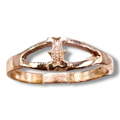 Initial Letter I Signet Solid 14k Yellow Gold Baby Pinky Ring SZ 4.25 - Image 1 of 4