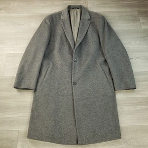 Hugo Boss Pure Cashmere Overcoat Mens 46R Gray Three Button Notch Lapel Vintage - Picture 1 of 18