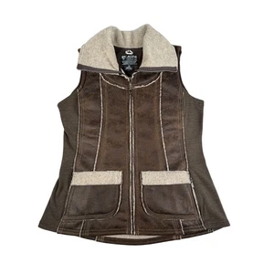 Chaleco Kuhl Born in the Mountains para hombre talla L marrón imitación cuero polar ribete cremallera - Imagen 1 de 8