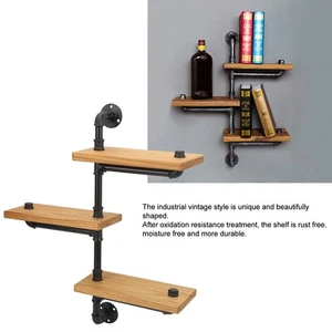 Straight Ladder Industrial Steel Pipe Rack Vintage Style Commodity Shelf Wall GD - Picture 1 of 12