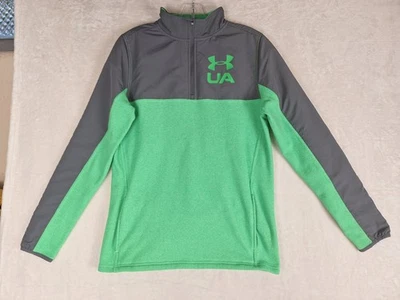 Under Armour Youth 1/4 Zip ColdGear Pullover  Neon Green Gray Loose Fit Size XL - Image 1 of 4