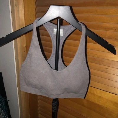 Athleta Ribbed Seamless Racerback sports bra Gray Size medium - Image 1 of 3