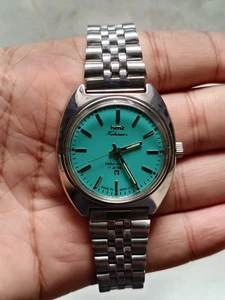 HAND WINDING VINTAGE HMT KOHINOOR TIFFANY BLUE Turquoise DIAL WATCH FOR MENS - Picture 1 of 3