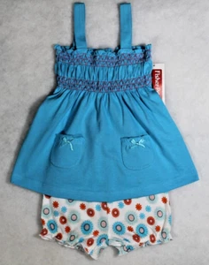 NIÑAS 0-3 Meses Conjunto de 2 Piezas Azul Ahumado Top Floral Pantalones Cortos Fisher Precio Nuevo con Etiquetas - Imagen 1 de 4