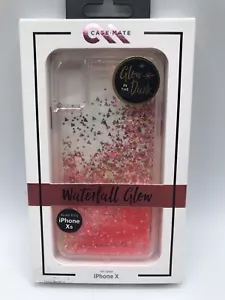 Case Mate Waterfall Glow in The Dark Liquid Pink Glitter Case For Apple iPhone X - Picture 1 of 10
