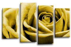 Floral Wall Art Mustard Living Room Bedroom Framed Canvas Picture Ready to Hang - Picture 1 of 5
