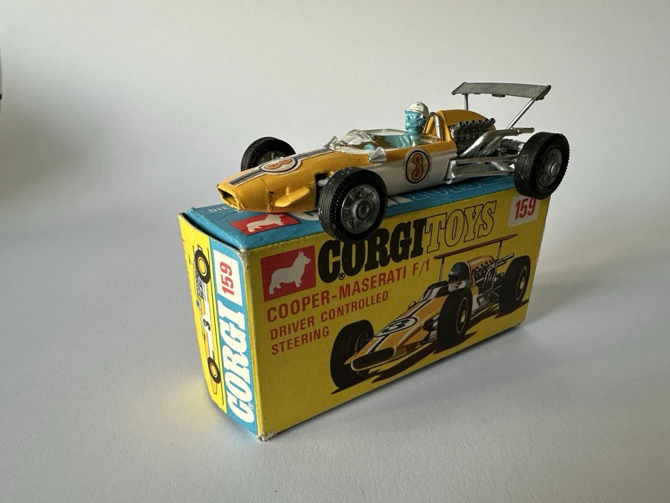 Corgi Toys No159 Cooper-Maserati F/1 Fahrerlenkung mit OVP *Top Zustand* - Bild 1 von 4