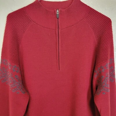 Suéter Meister Leif Rojo Nórdico Isla Justa Mezcla de Lana 1/4 Cremallera Pullover Para Hombres Grande Foto 1 de 4