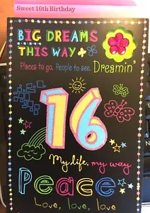 16. GEBURTSTAG Karte für MÄDCHEN, ALTER 16, SWEET 16, Happy Birthday Auswahl von 5 - Bild 1 von 18