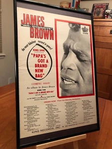 BIG 11X17 FRAMED JAMES BROWN "PAPA'S GOT A BRAND NEW BAG" 1965 45 SINGLE LP AD - Bild 1 von 2