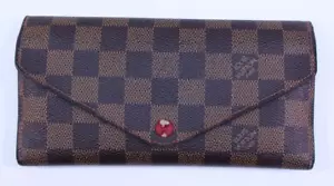 Louis Vuitton Portafoglio Josephine Busta Damier Ebene Lungo Marrone Rosso LV Francia - Foto 1 di 10