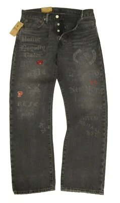 Polo Ralph Lauren Men’s Black & Gray Multi Graphic Embroidered Classic Fit Jeans - Image 1 of 4