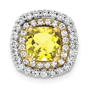 14K Two-tone Gold Lab-Created Diamond & Created Yellow Sapphire Pendant - Picture 1 of 2
