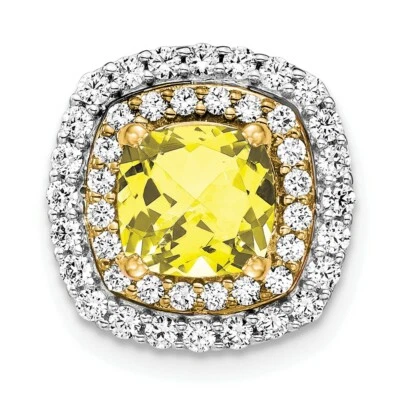 14K Two-tone Gold Lab-Created Diamond & Created Yellow Sapphire Pendant - Image 1 of 2