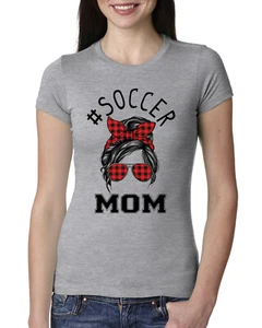 Camiseta Mom Life Fútbol Cabello Desordenado Bandana Día de la Madre Mujeres Calce Ajustado Junior - Imagen 1 de 9