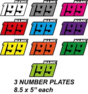 3 PEGATINAS PERSONALIZADAS DE MOTOCROSS CALCOMANÍAS DE MATRÍCULA MX ATV BMX CARRERAS MOTO DE CROSS - Imagen 1 de 23