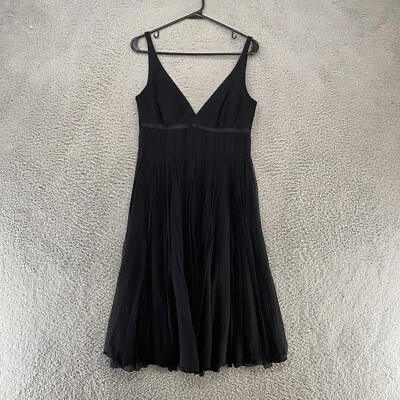 Платье-кукла женское Carmen Marc Valvo 8 черное Y2K покрой расклешенный миди ведьмин шелк - Изображение 1 из 4