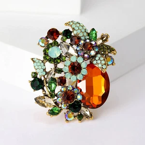 Crystal Large Glass Brooches for Women Unisex Rhinestone Clothes Pin Accessories - Picture 1 of 26