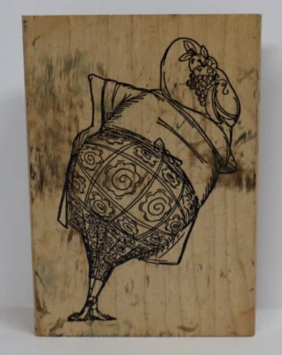 Impresiones artísticas sello de goma espalda vieja dama con capó trasero flor pantalones T-1716 Foto 1 de 4