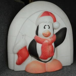 Vintage Penguin in Igloo Lighted Christmas Blow Mold General Foam plastics READ - Picture 1 of 16