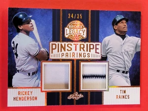 RICKY HENDERSON GAME USED JERSEY CARD #d34/35 TIM ROCK RAINES NEW YORK YANKEES - Picture 1 of 2