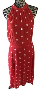 Studio One Dress Size 16 NEW Polka Dot Red Maxi Sleeveless Waist Tie Flawed - Picture 1 of 8
