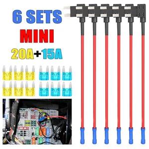 6x A Circuito Fusibile Aggiungi Lama Rubinetto Mini 15Amp 20Amp Lega di Zinco per Auto Barca Camion- - Foto 1 di 8