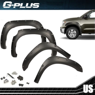 Fit For 07-13 Toyota Tundra Pocket Rivet Style Fender Flares Smooth Black 4pcs Foto 1 de 4