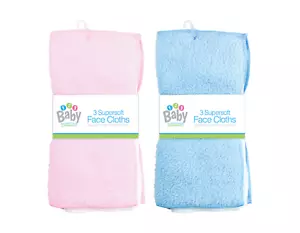 3PK Super Soft Baby Face Cloths Bath Clean Towel Hand Face Flannel Wash - Picture 1 of 8