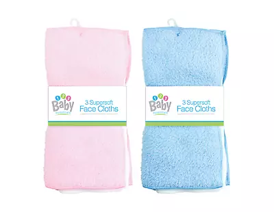 3PK Super Soft Baby Face Cloths Bath Clean Towel Hand Face Flannel Wash - Image 1 of 4
