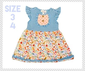 NWT GIRLS 3 4 TENNESSEE GARDEN CORNFLOWER RUFFLE TRIM YOKE DRESS - Picture 1 of 7