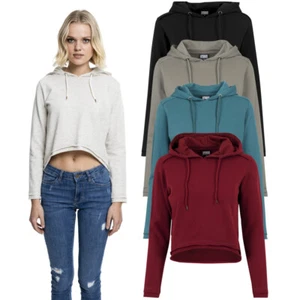 Urban Classics Ladies Cropped Terry Hoody Pullover Hoodie - Picture 1 of 61