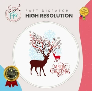 Weihnachten Rentier Rund Essbar Tortenaufleger Tortendeko - Bild 1 von 6