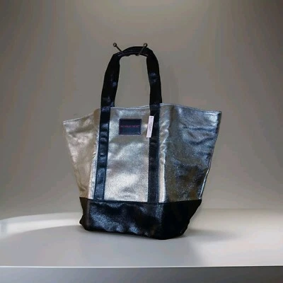Victoria's Secret One Size Metallic Silver & Black Tote Bag New With Tags - Image 1 of 4