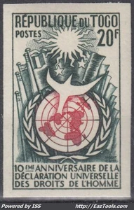 TOGO : DROIT DE L'HOMME N° 275 NON DENTELE NEUF ** GOMME SANS CHARNIERE - Picture 1 of 2