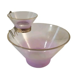MCM Blendo Chip & Dip Set Glas Klar Lavendel Gold Schuldrand - Bild 1 von 9