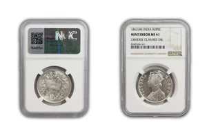1862 M British India Rupee MINT ERROR Coin NGC MS61 - Picture 1 of 2