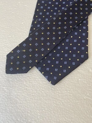 Corbata Lands End 100 % seda cosida a mano en EE. UU. azul marino, dorado y azul claro 3,5 “X 58” Foto 1 de 4