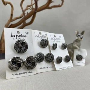 Le Petite by Lansing Vintage Metal Buttons  Silver tone NOS on cards - Picture 1 of 10