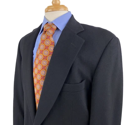 Paul Stuart 100% Cashmere Black Silver Button Blazer Sport Jacket Mens Size 41L - Image 1 of 4