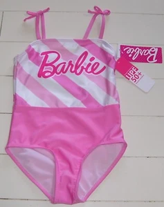 Girls Pink Barbie 1 Pc Fully Lined Swimsuit UPF 50+ Sz 4 or 5-6 - Picture 1 of 3