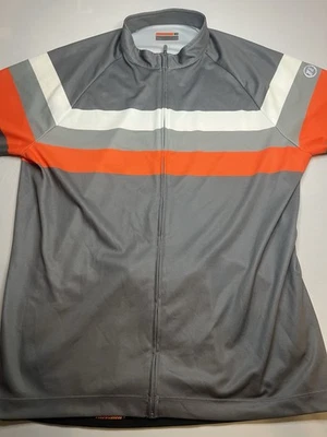 Camiseta deportiva de ciclismo Novara para hombre grande, naranja/gris, manga corta, 1/2 cremallera Foto 1 de 4