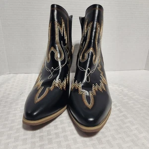 Western Bootie Black Ankle Boots Size 10 - Picture 1 of 10