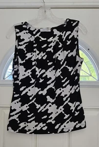 ANNE KLEIN Bluse Damen S schwarz weiß Animal ärmellos Stretch Business Oberteil - Bild 1 von 11