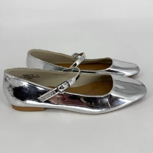 Bambus Mary Jane Ballerinas Metallic Silber Größe 8 - Bild 1 von 9
