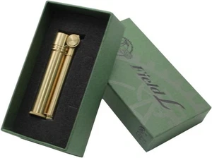 Douglass Oil Lighter Field L Gold Plain Brass Flint Stone Antique - Picture 1 of 6