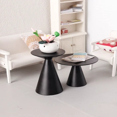 Mesa de centro redonda de hierro para casa de muñecas 2 piezas muebles en miniatura para sala de estar 1:12 Foto 1 de 4
